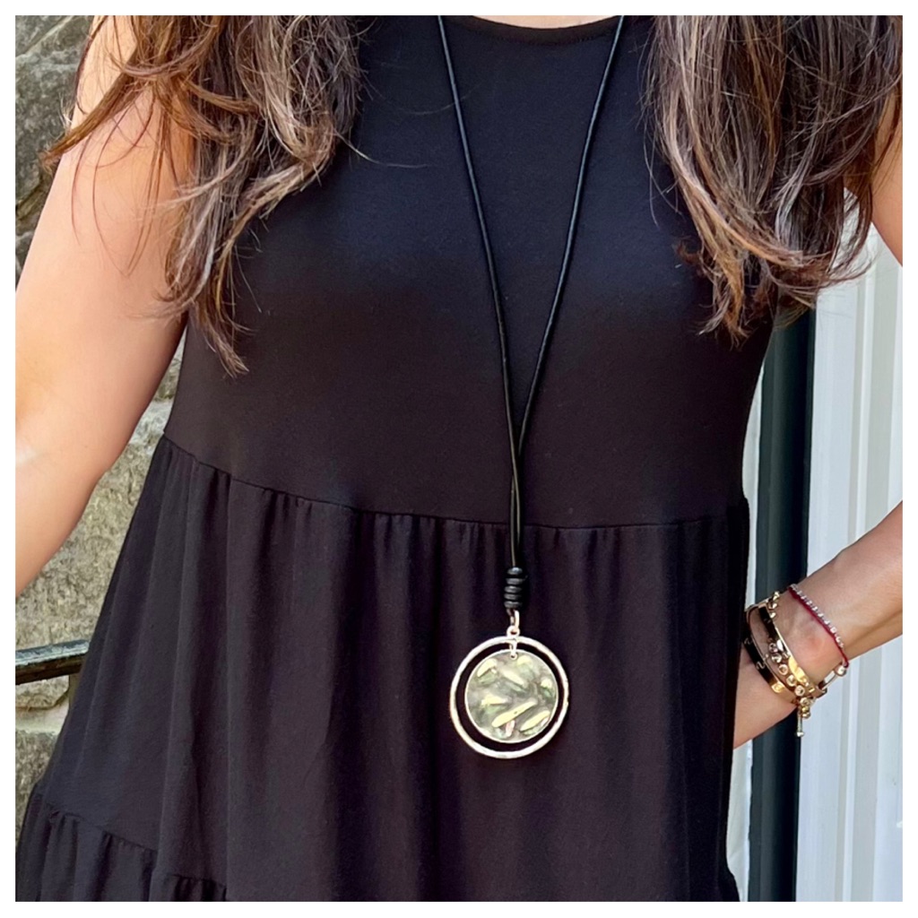 Paris Leather Chain Circle Unique Necklace